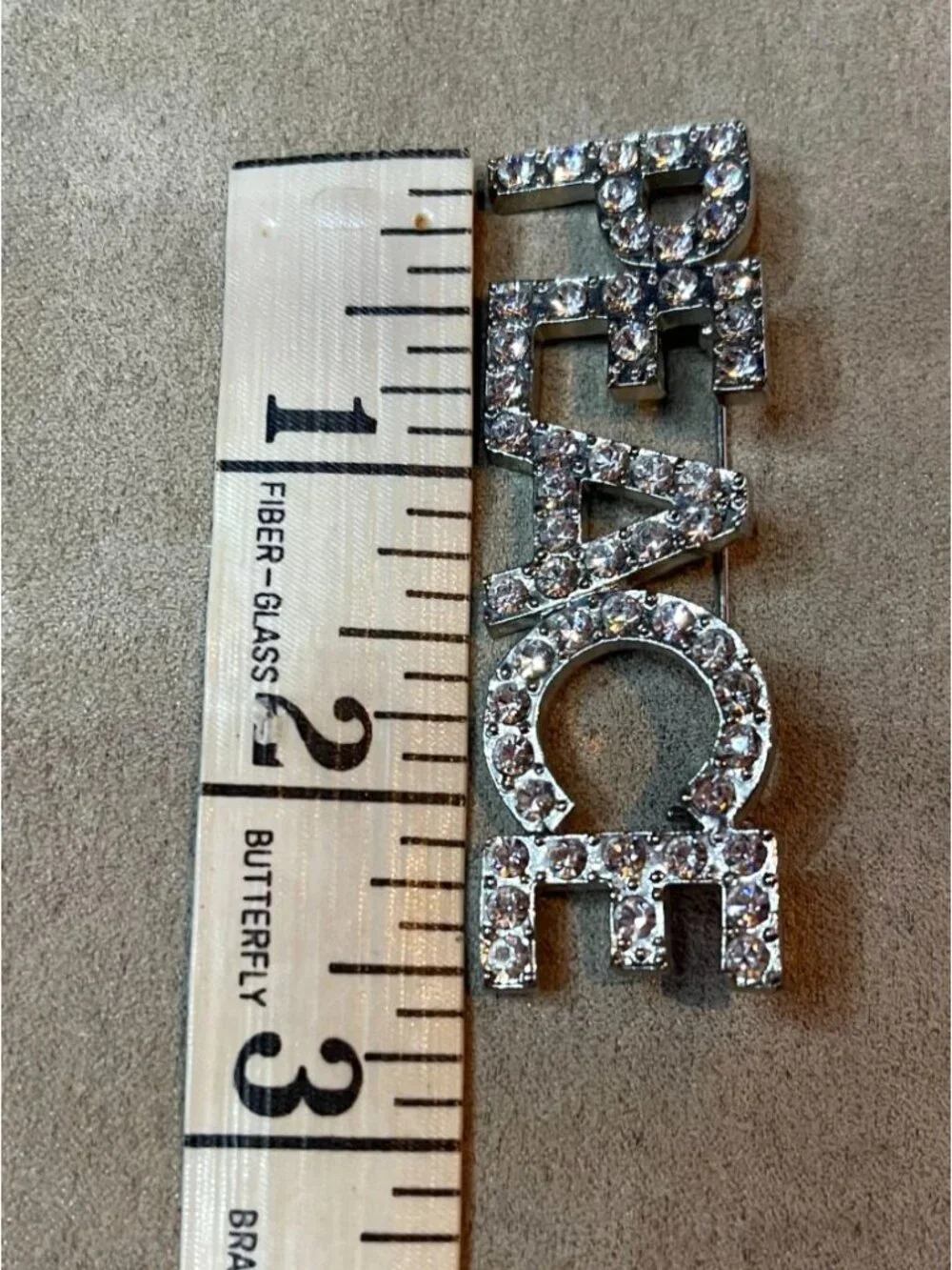 Vintage 90s New Genuine Austrian Crystals PEACE Silver Tone Pin Brooch